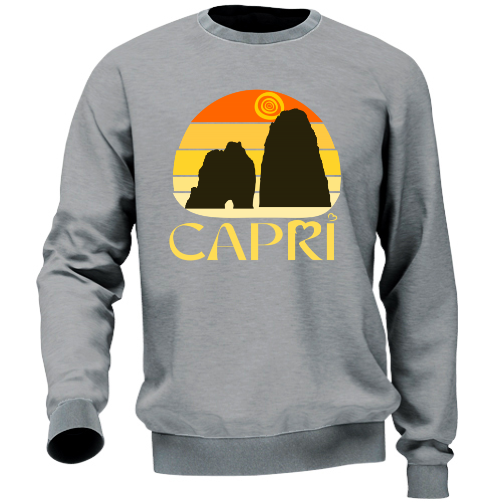 Felpa Unisex CAPRI TRAMONTO VINTAGE SCRITTA GIALLO