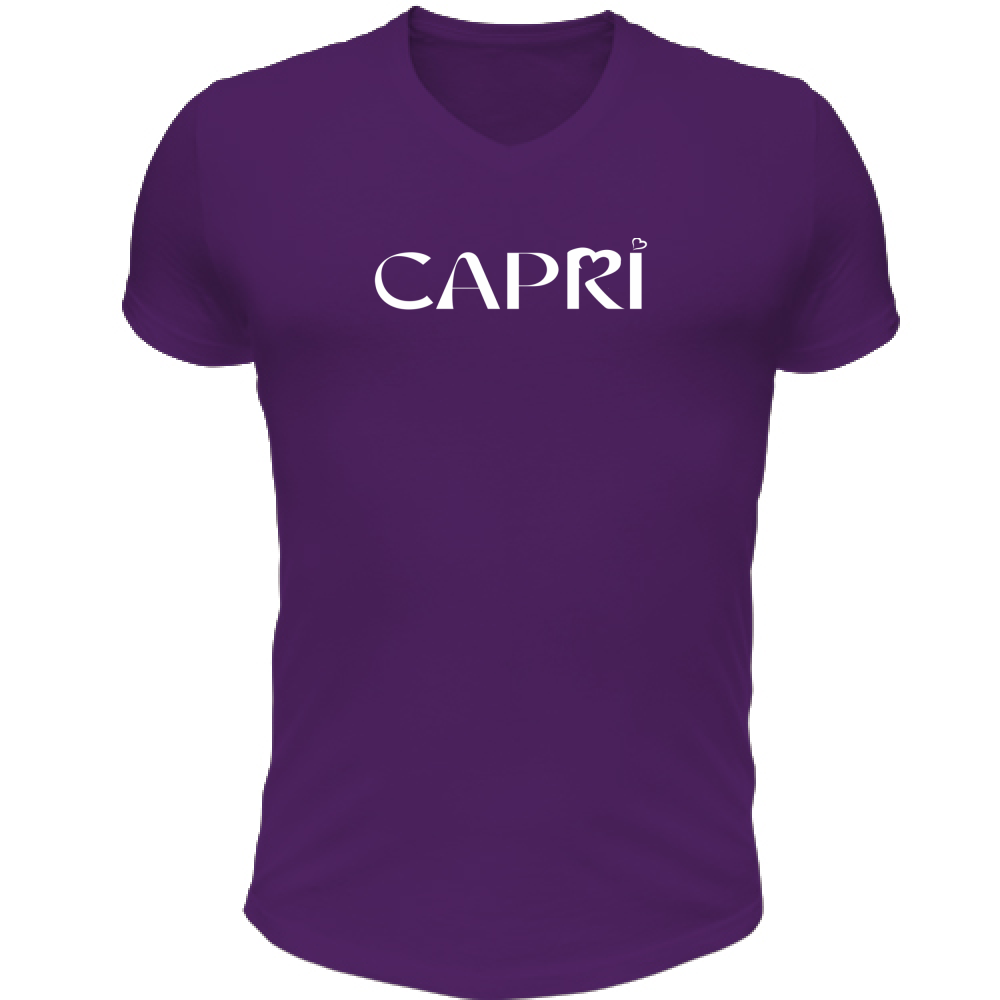 Unisex T-Shirt V-Neck CAPRI MINIMAL WHITE WRITING
