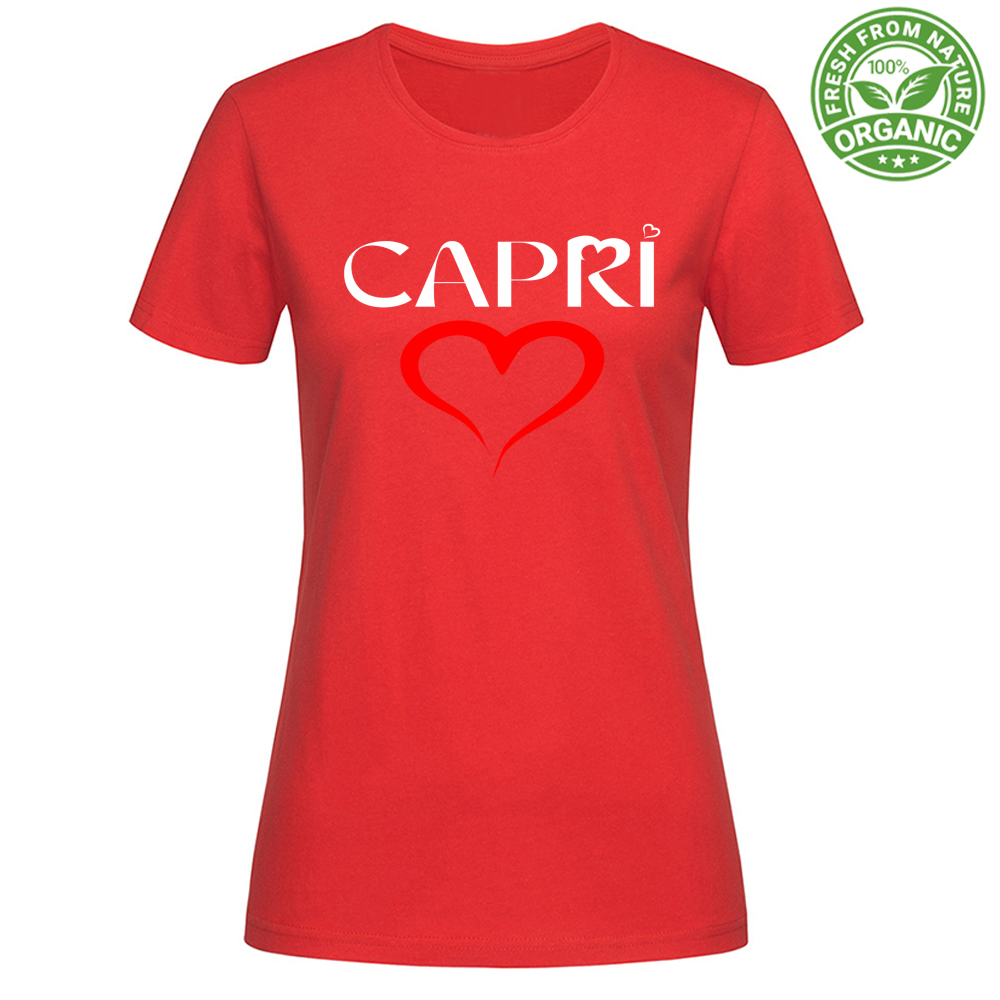 T-Shirt Woman Organic CUORE CAPRI ROSSO