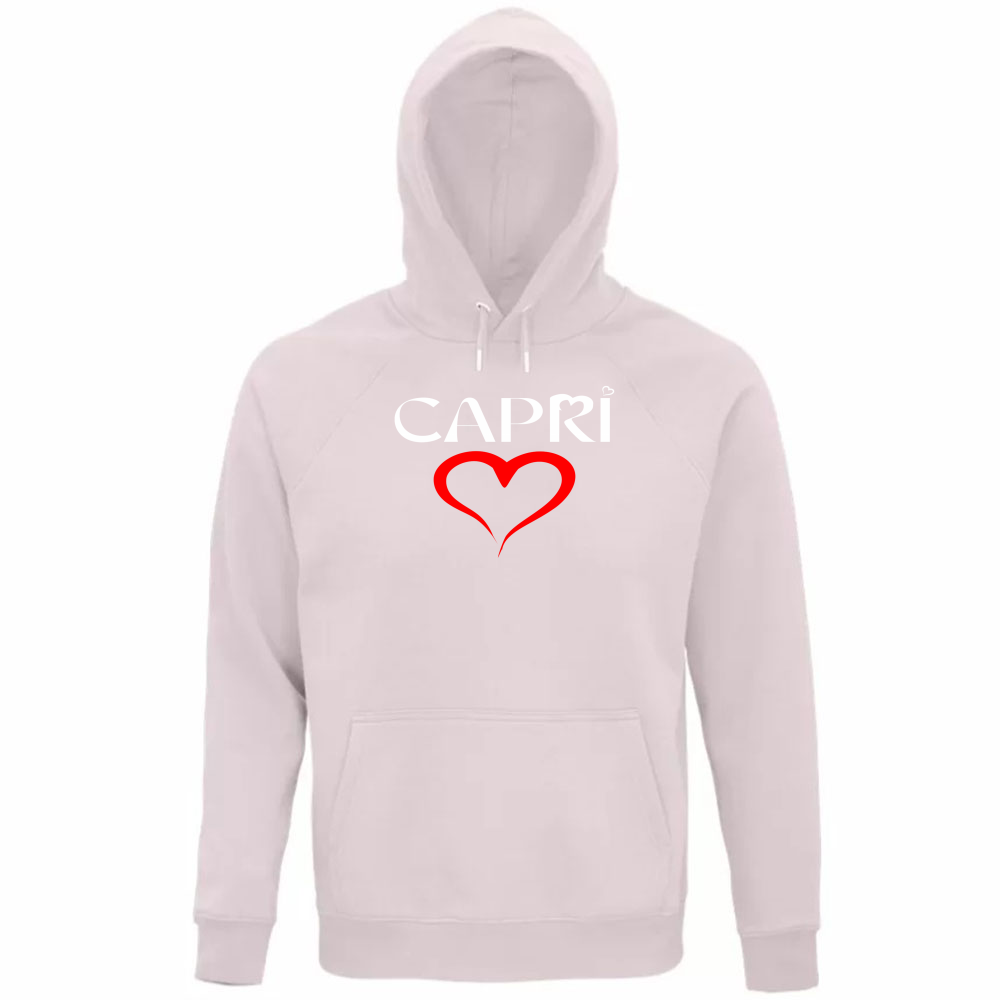 Unisex Organic Hoodie HEART CAPRI RED