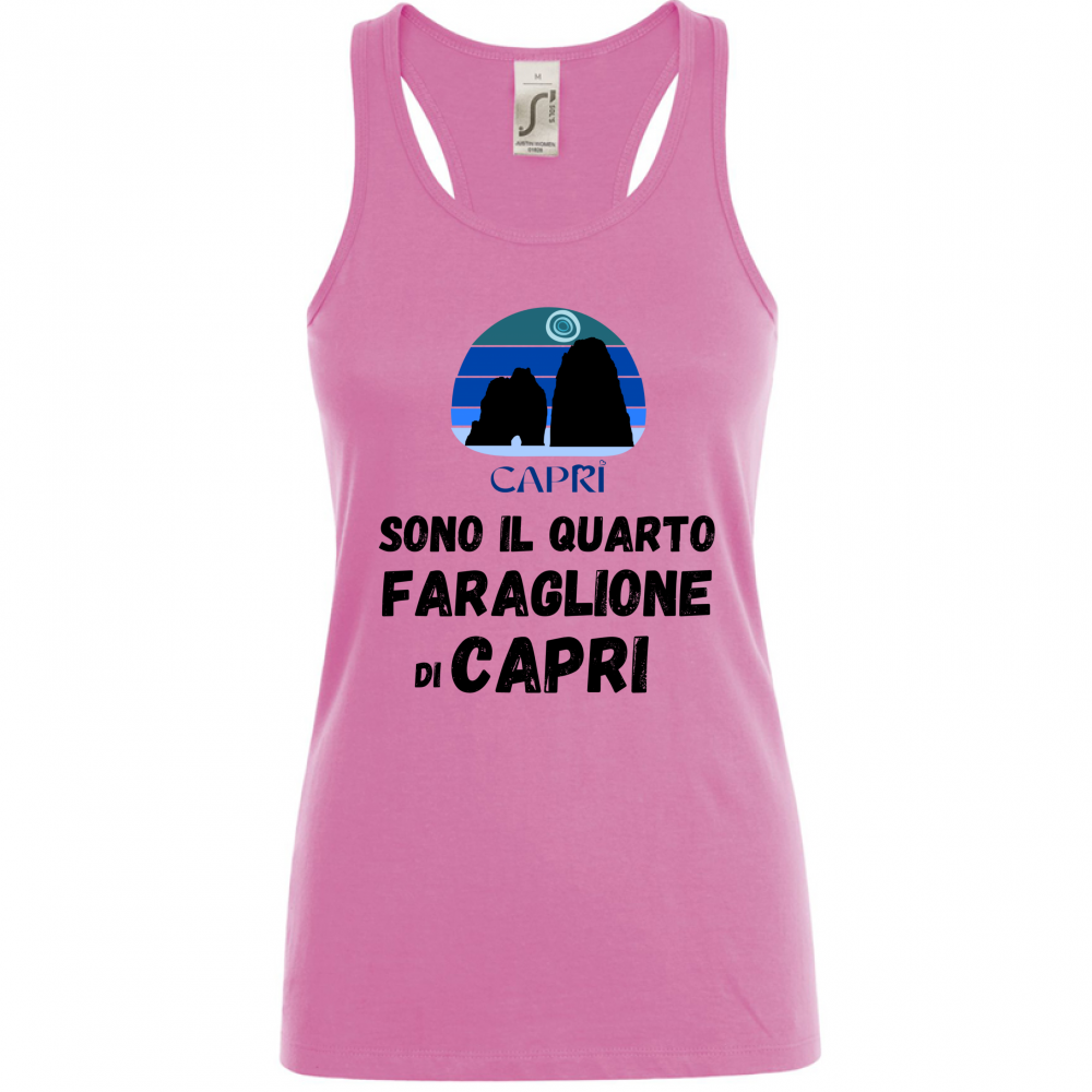 Canotta Donna SONO IL QUARTO FARAGLIONE DI CAPRI SCRITTA NERA