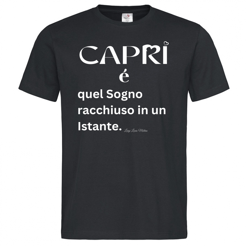 T-Shirt Men Premium Capri Sogno racchiuso in un istante scritta bianca