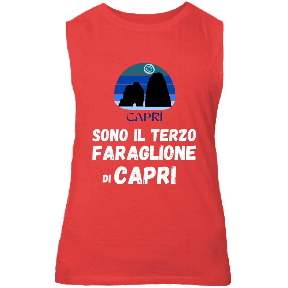 Canotta Unisex SONO IL TERZO FARAGLIONE DI CAPRI SCRITTA BIANCA