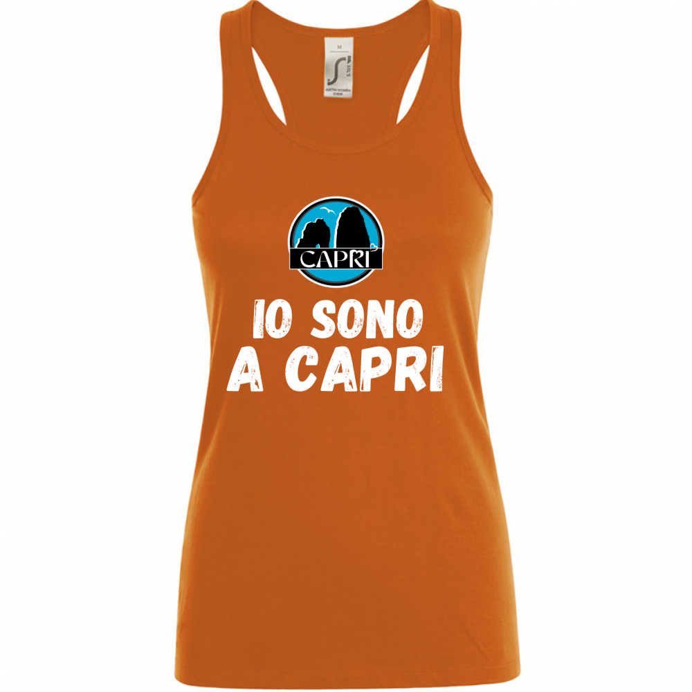 Canotta Donna IO SONO A CAPRI SCRITTA BIANCA