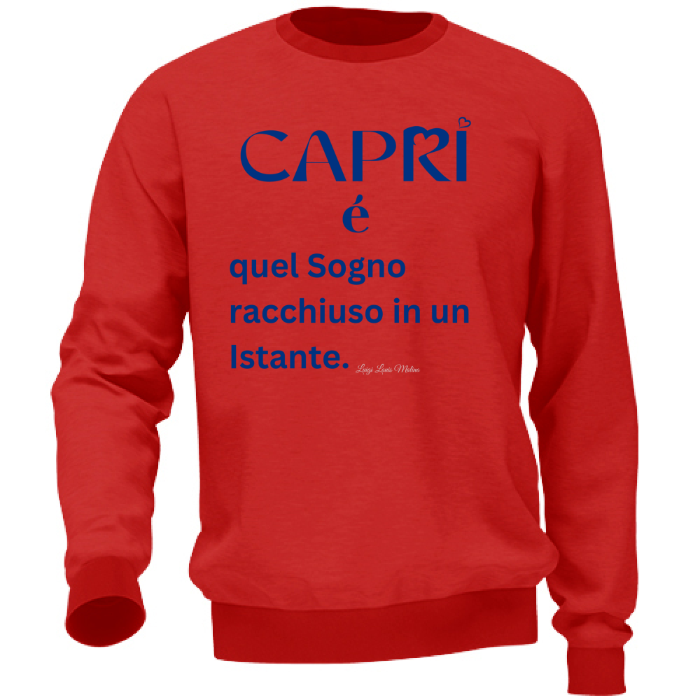 Felpa Unisex Capri Sogno racchiuso in un istante scritta Blue