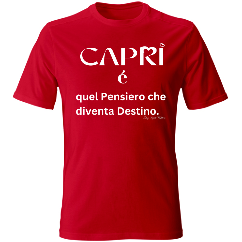 T-Shirt Unisex Capri quel Pensiero che diventa Destino scritta bi