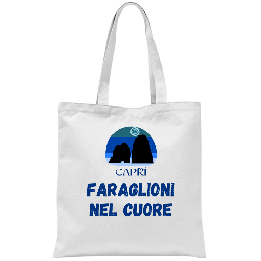 Borsa FARAGLIONI DI CAPRI NEL CUORE SCRITTA BLUE