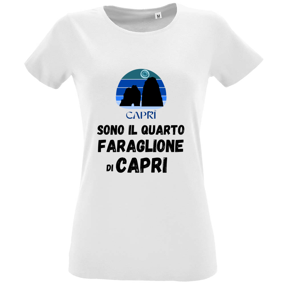 T-Shirt Women Fit SONO IL QUARTO FARAGLIONE DI CAPRI SCRITTA NERA