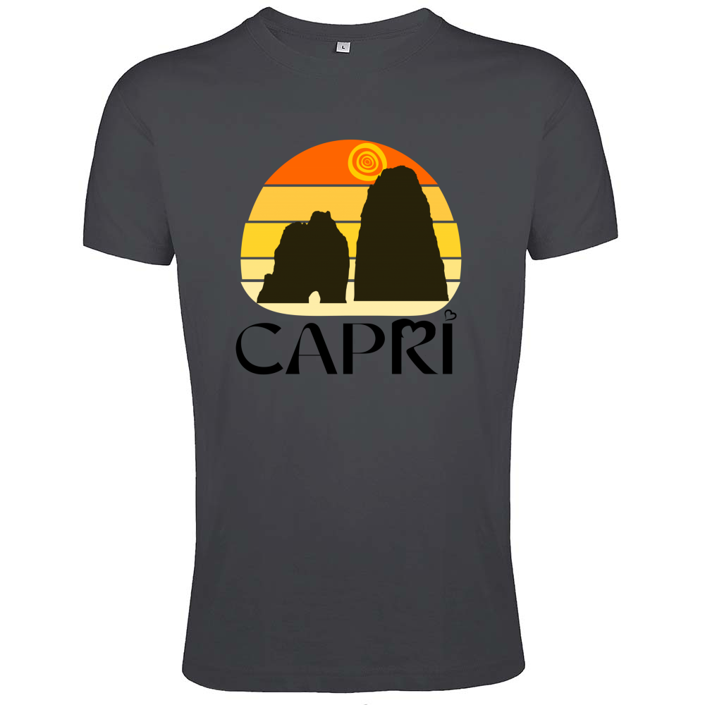 T-Shirt Men Fit CAPRI SUNSET VINTAGE BLACK WRITING