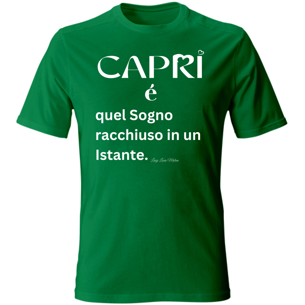 T-Shirt Bambino Capri Sogno racchiuso in un istante scritta bianca