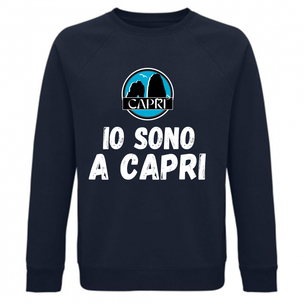 Felpa Unisex Organica IO SONO A CAPRI SCRITTA BIANCA