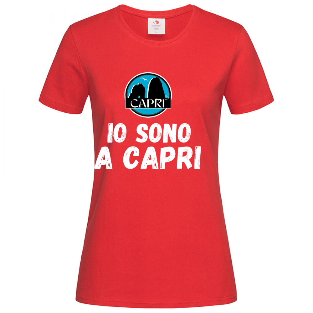 T-Shirt Women Premium IO SONO A CAPRI SCRITTA BIANCA