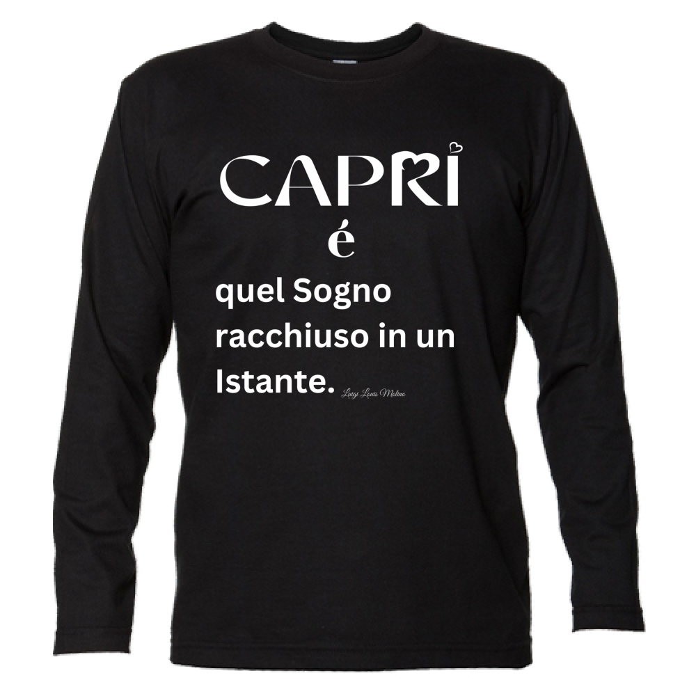 T-Shirt Unisex Manica Lunga Capri Sogno racchiuso in un istante scritta bianca