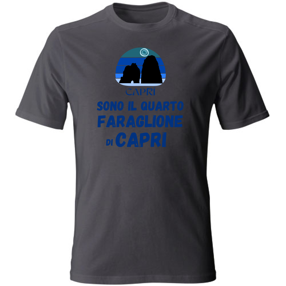 T-Shirt Unisex Large SONO IL QUARTO FARAGLIONE DI CAPRI SCRITTA BLUE