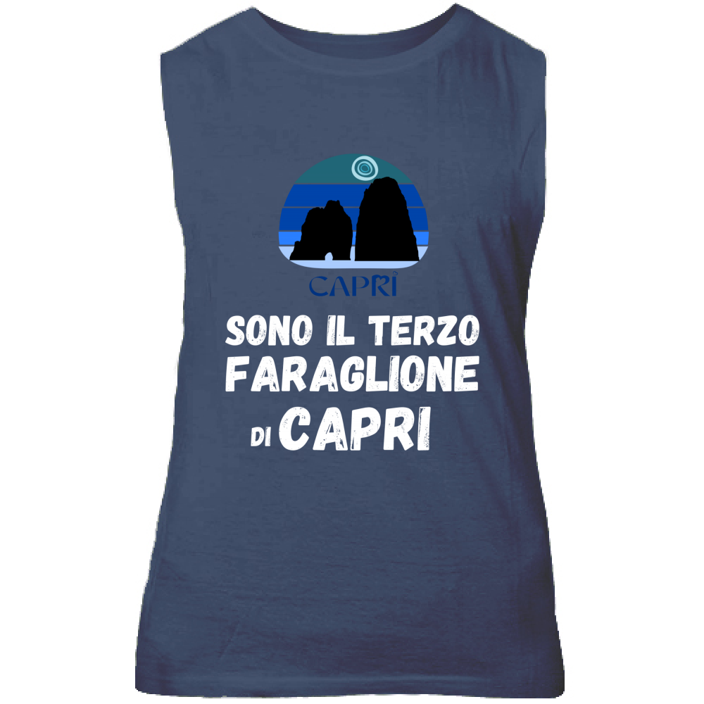 Canotta Unisex SONO IL TERZO FARAGLIONE DI CAPRI SCRITTA BIANCA