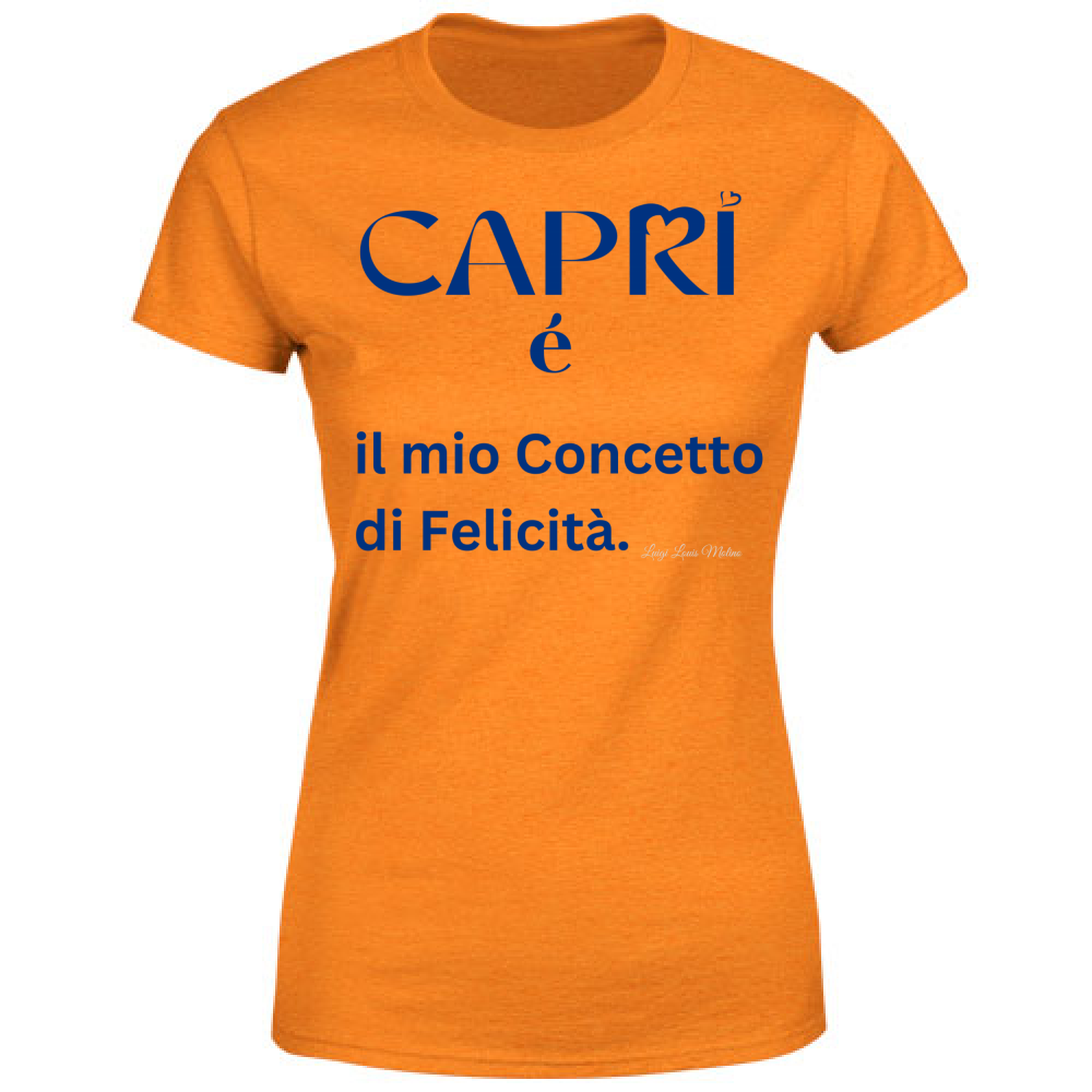 T-Shirt Donna Capri é il mio concetto di Felicità scritta Blue