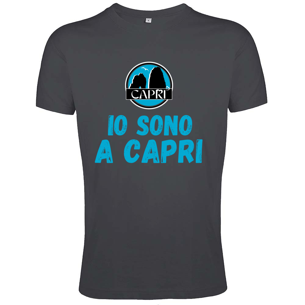 T-Shirt Men Fit IO SONO A CAPRI SCRITTA AZZURRA
