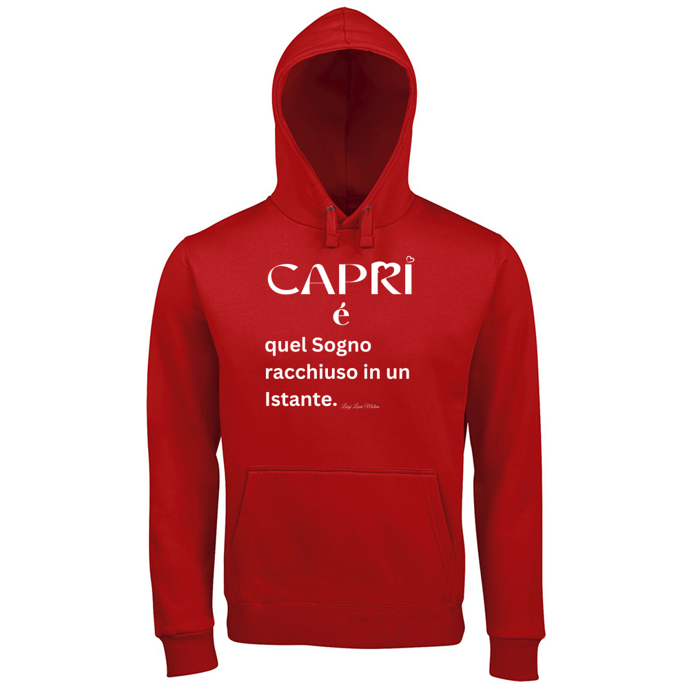 Hoodie Premium Men Capri Sogno racchiuso in un istante scritta bianca