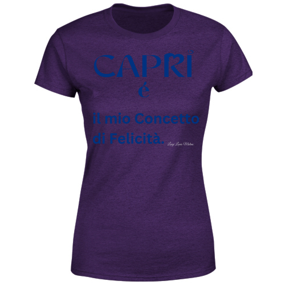 T-Shirt Donna Capri é il mio concetto di Felicità scritta Blue