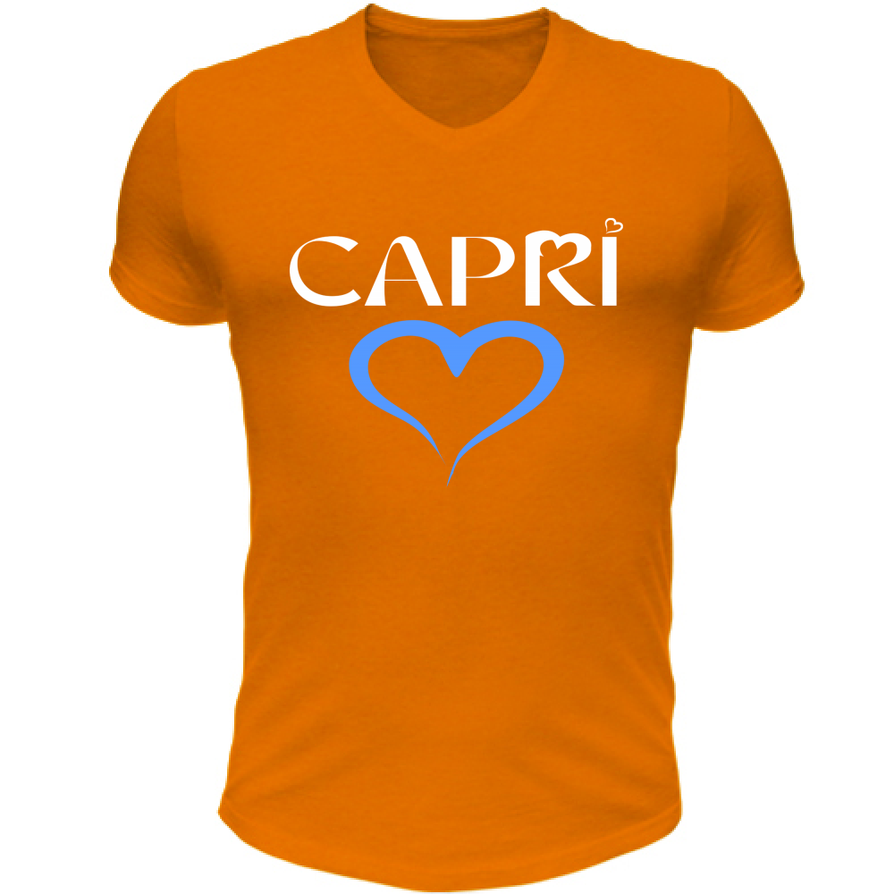 T-Shirt Unisex Scollo V CAPRI CUORE AZZURRO