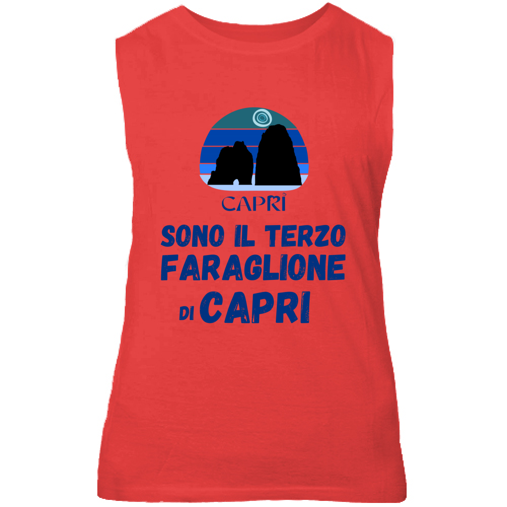 Canotta Unisex SONO IL TERZO FARAGLIONE DI CAPRI SCRITTA BLU