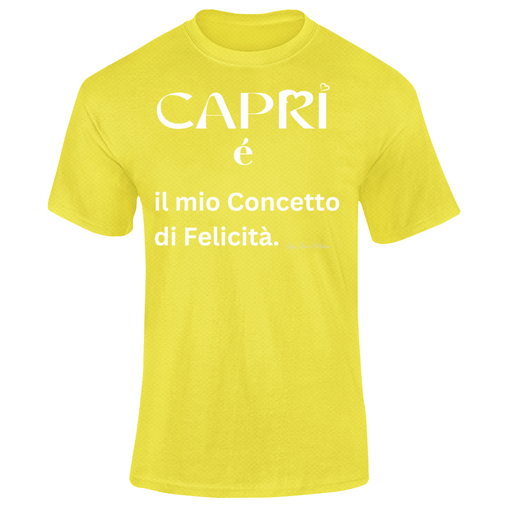 T-Shirt Unisex Dry Sport Capri é il mio concetto di Felicità scritta Bian
