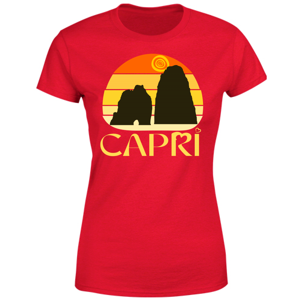 Women's T-Shirt CAPRI SUNSET VINTAGE YELLOW WRITING