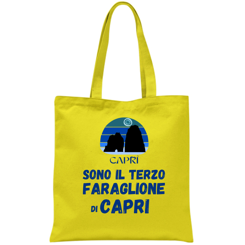 Bag I AM THE THIRD FARAGLIONE OF CAPRI BLUE WRITING