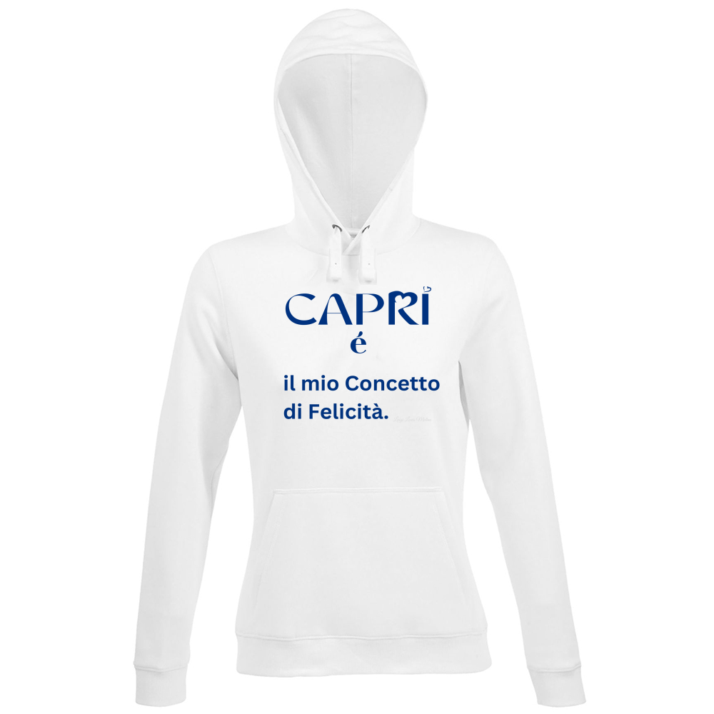 Hoodie Premium Women Capri é il mio concetto di Felicità scritta Blue