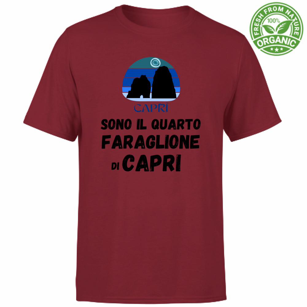 T-Shirt Unisex Organic SONO IL QUARTO FARAGLIONE DI CAPRI SCRITTA NERA