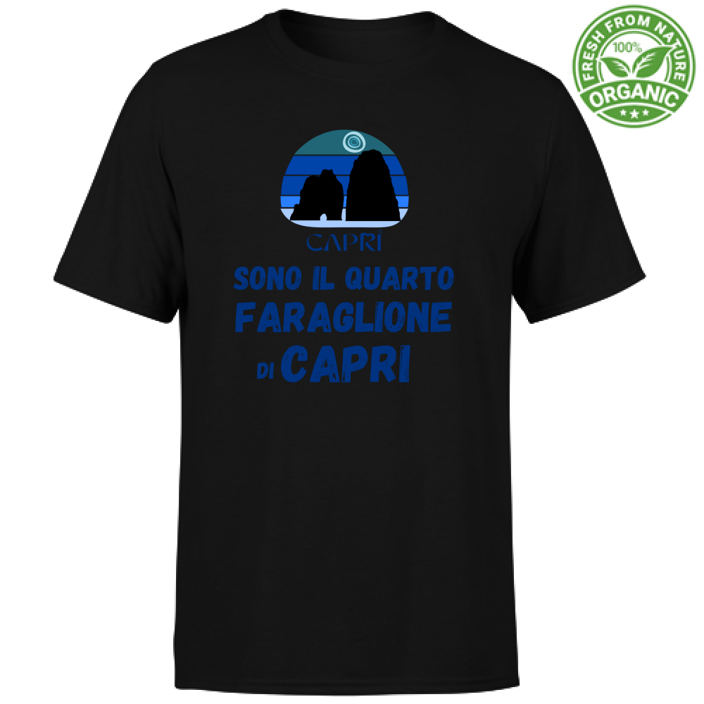 T-Shirt Unisex Organic SONO IL QUARTO FARAGLIONE DI CAPRI SCRITTA BLUE