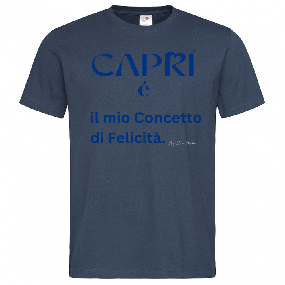 T-Shirt Men Premium Capri é il mio concetto di Felicità scritta Blue