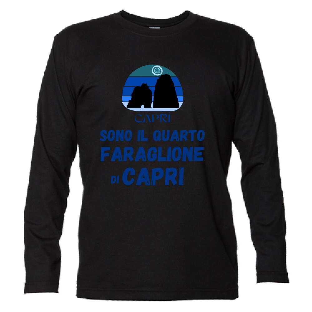 T-Shirt Unisex Manica Lunga SONO IL QUARTO FARAGLIONE DI CAPRI SCRITTA BLUE