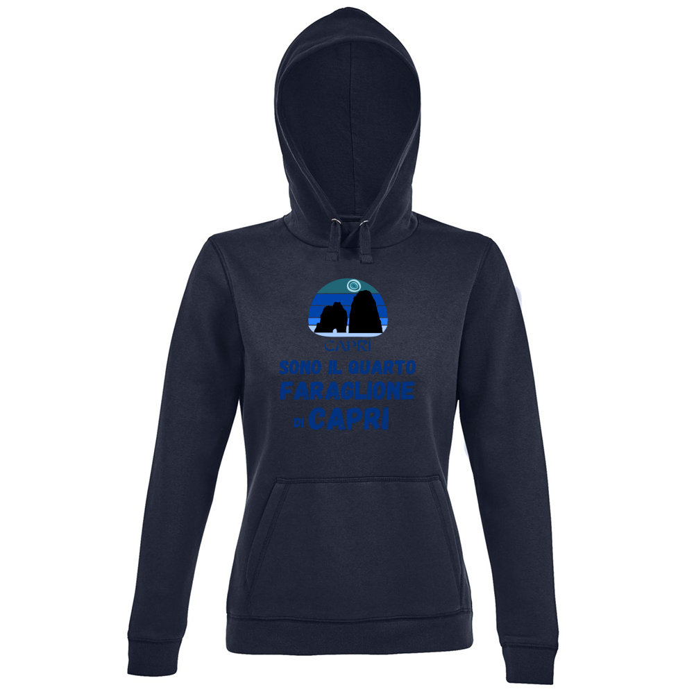 Hoodie Premium Women SONO IL QUARTO FARAGLIONE DI CAPRI SCRITTA BLUE