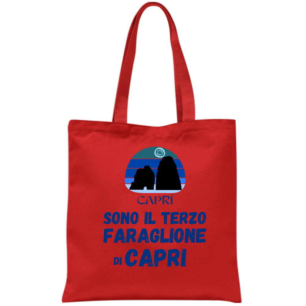 Bag I AM THE THIRD FARAGLIONE OF CAPRI BLUE WRITING