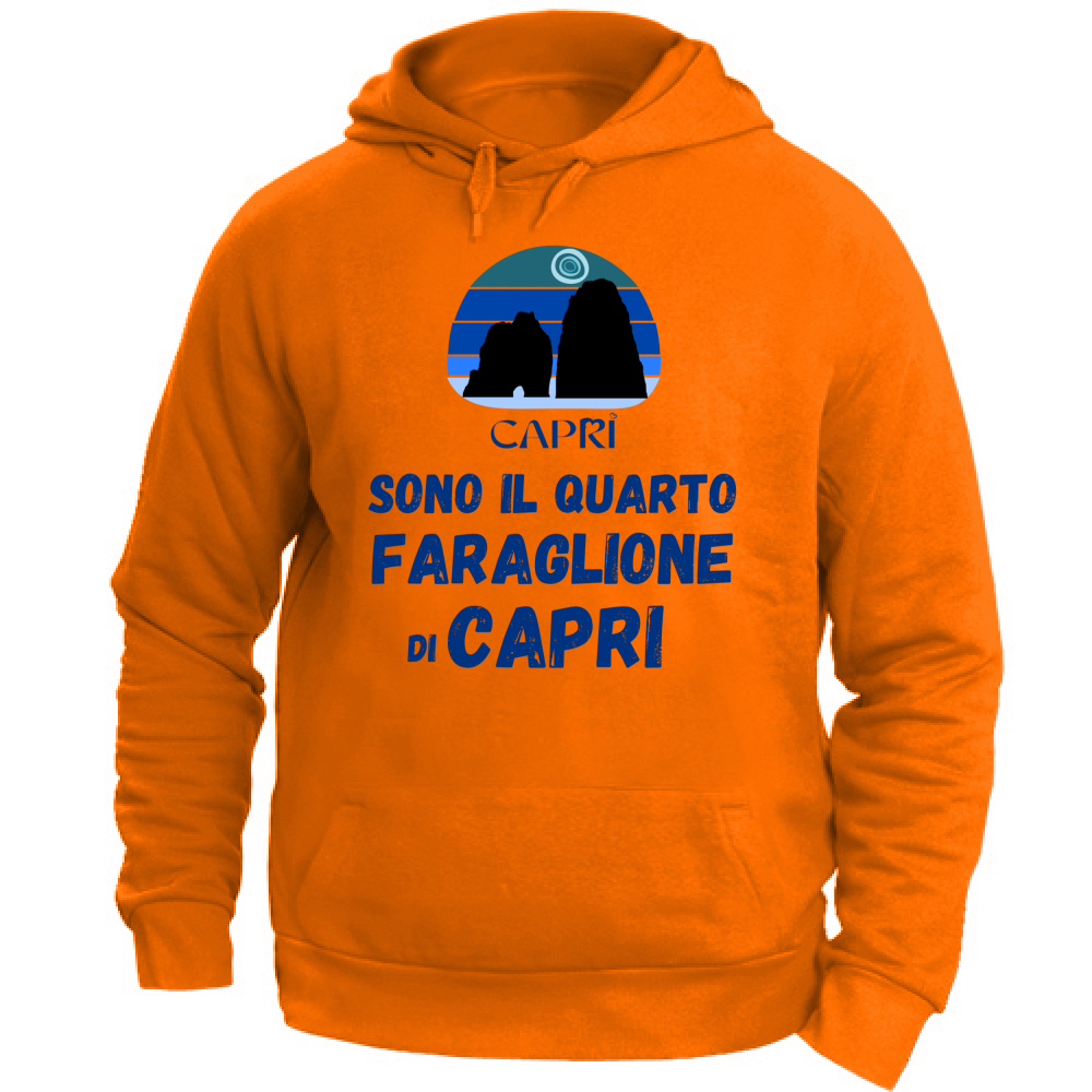 Felpa Unisex con Cappuccio SONO IL QUARTO FARAGLIONE DI CAPRI SCRITTA BLUE