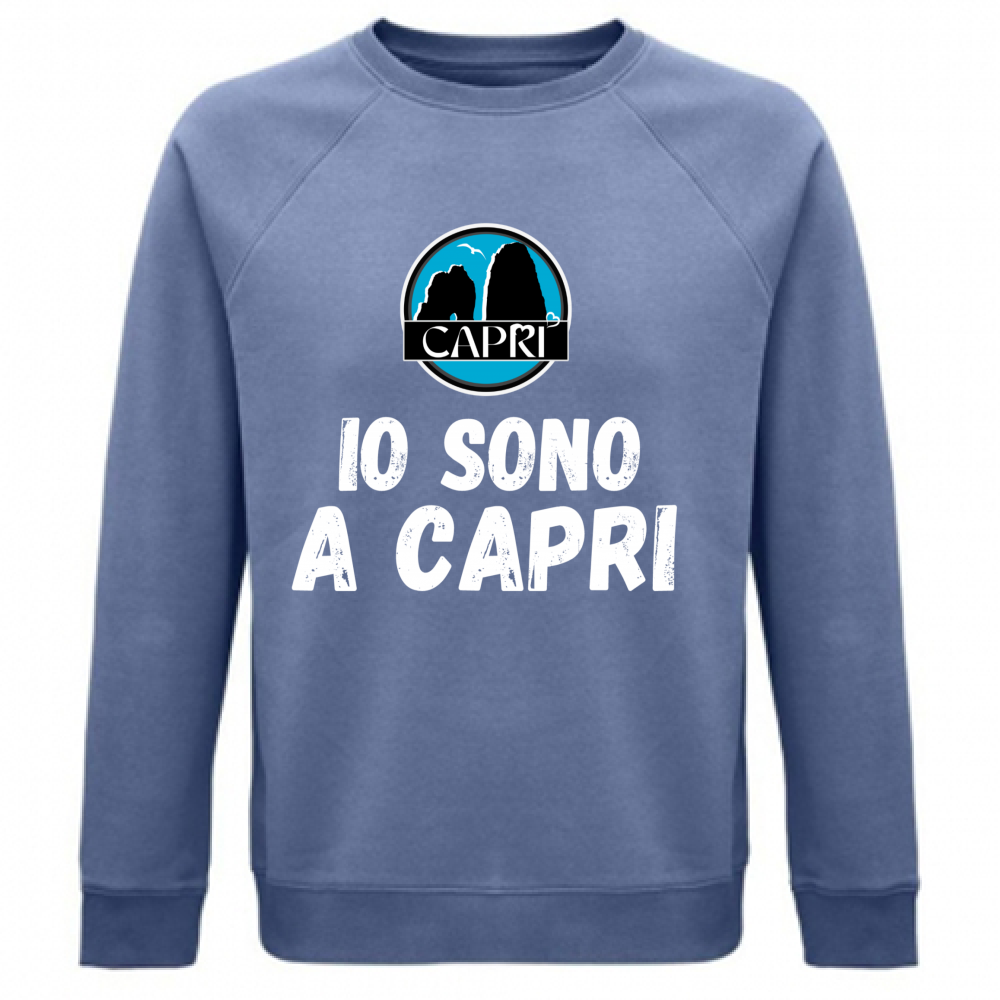 Felpa Unisex Organica IO SONO A CAPRI SCRITTA BIANCA