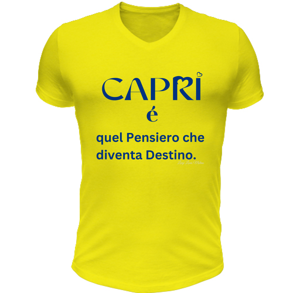 T-Shirt Unisex Scollo V Capri é quel pensiero che diventa Destino
