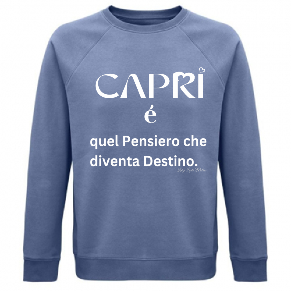 Felpa Unisex Organica Capri quel Pensiero che diventa Destino scritta bi