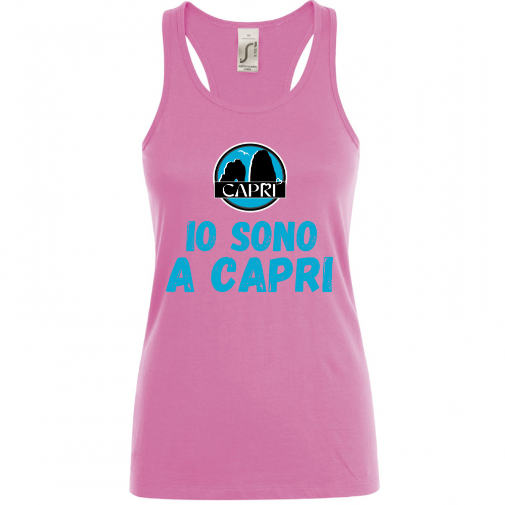 Canotta Donna IO SONO A CAPRI SCRITTA AZZURRA