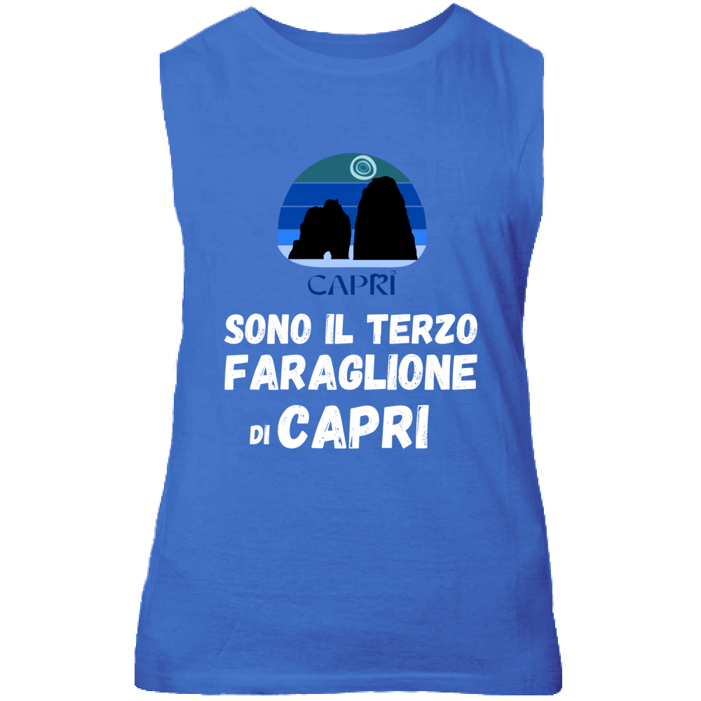 Canotta Unisex SONO IL TERZO FARAGLIONE DI CAPRI SCRITTA BIANCA