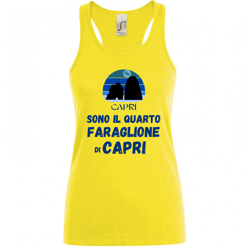 Canotta Donna SONO IL QUARTO FARAGLIONE DI CAPRI SCRITTA BLUE