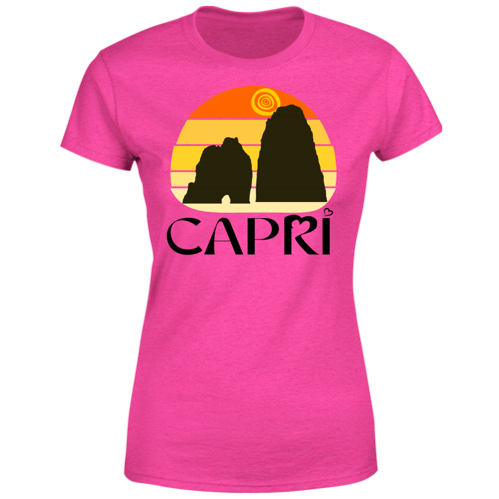 T-Shirt Donna CAPRI TRAMONTO VINTAGE SCRITTA NERA