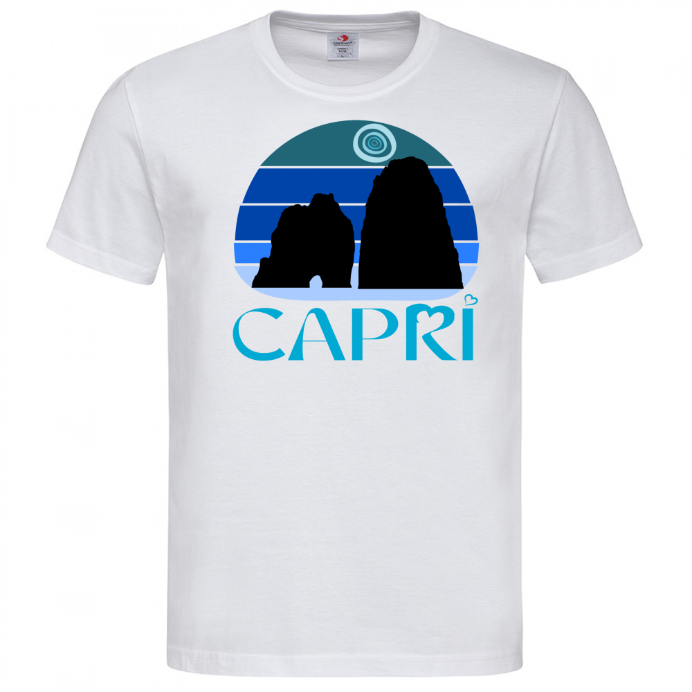 T-Shirt Men Premium CAPRI VINTAGE TRAMONTO AZZURRATO