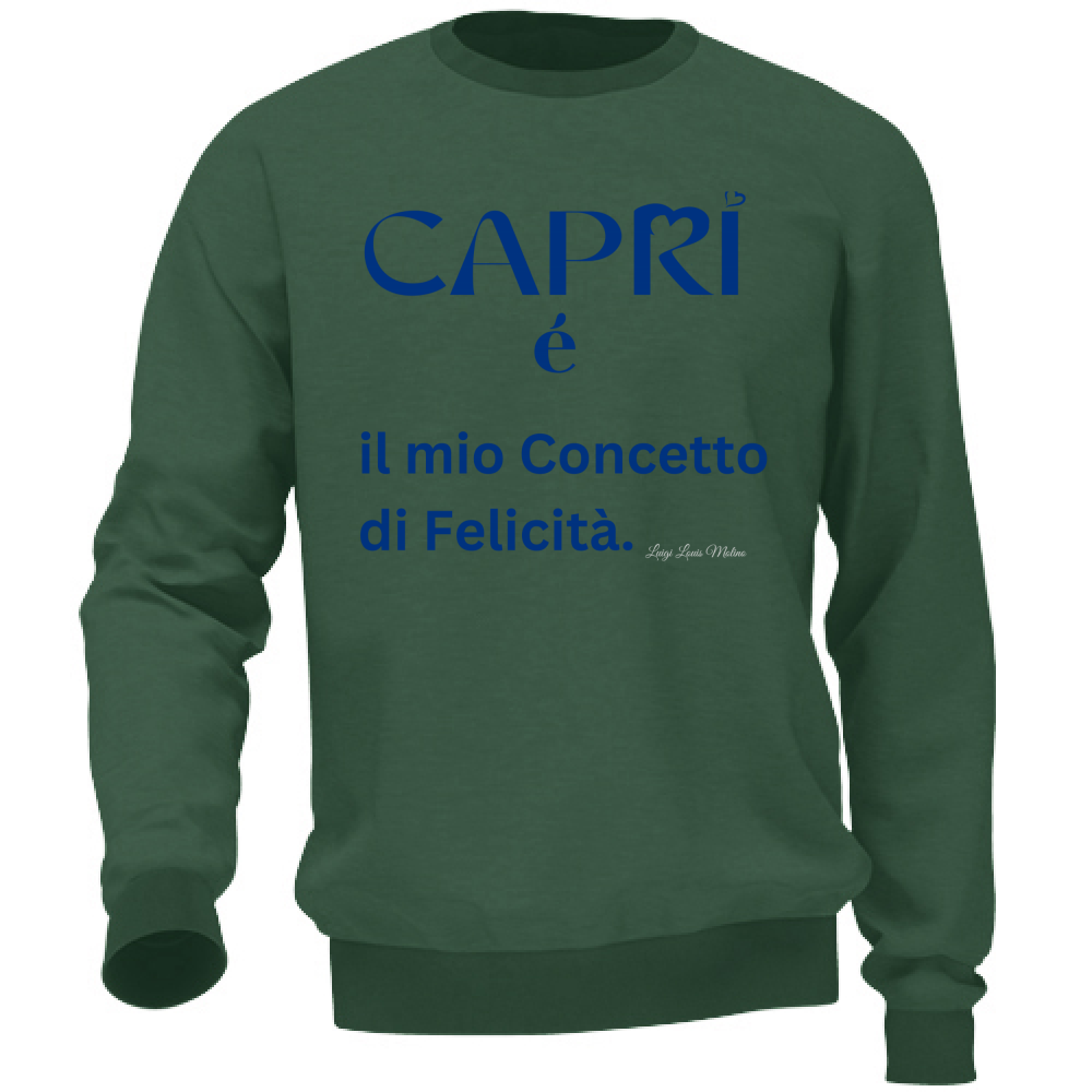 Felpa Unisex Capri é il mio concetto di Felicità scritta Blue