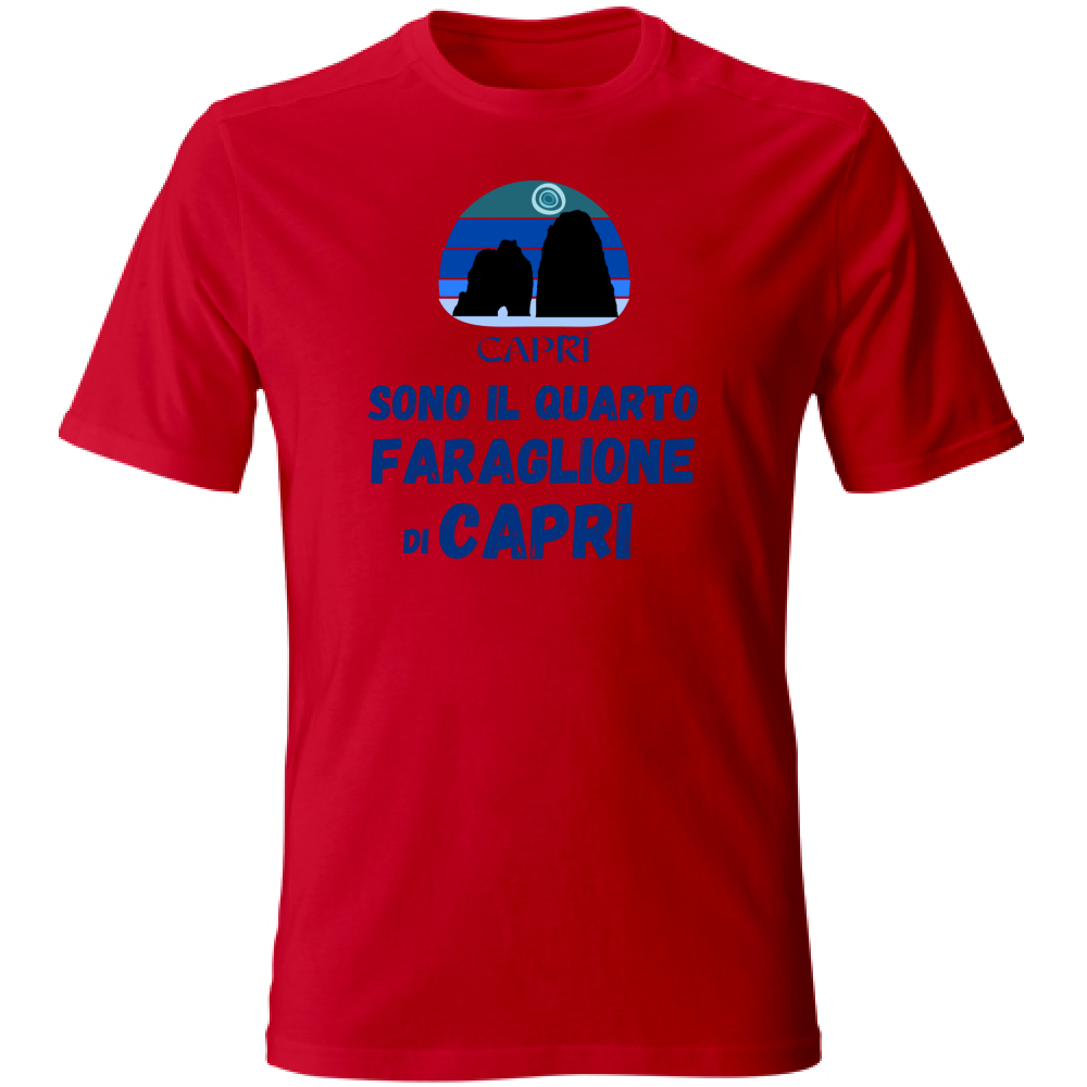 T-Shirt Unisex Large SONO IL QUARTO FARAGLIONE DI CAPRI SCRITTA BLUE