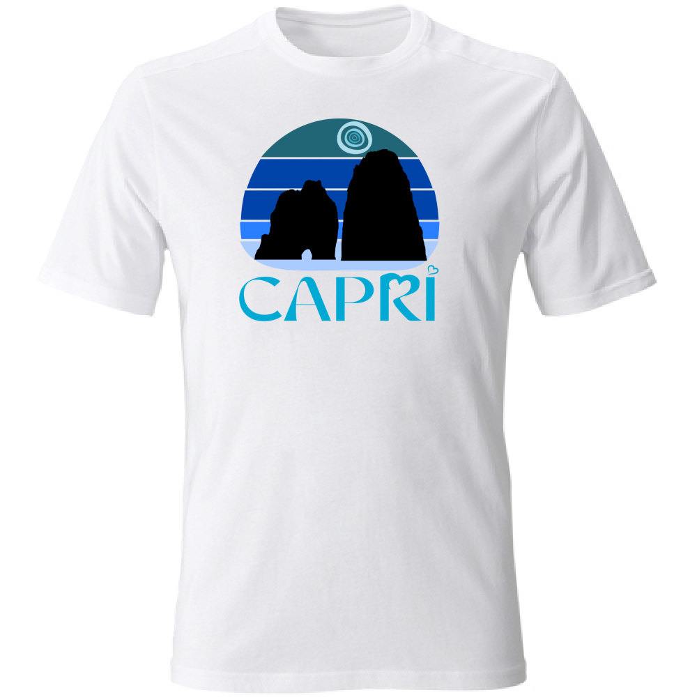 T-Shirt Unisex CAPRI VINTAGE TRAMONTO AZZURRATO