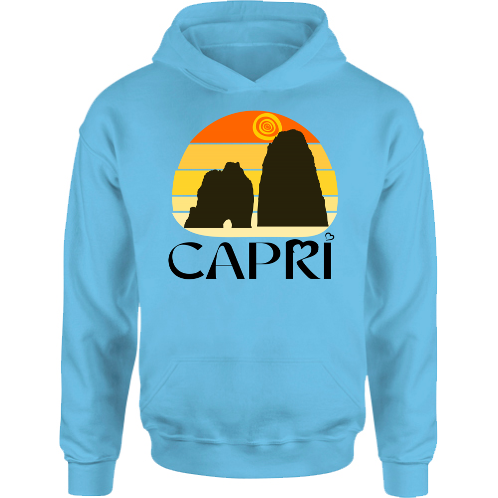 Felpa Bambino con Cappuccio CAPRI TRAMONTO VINTAGE SCRITTA NERA