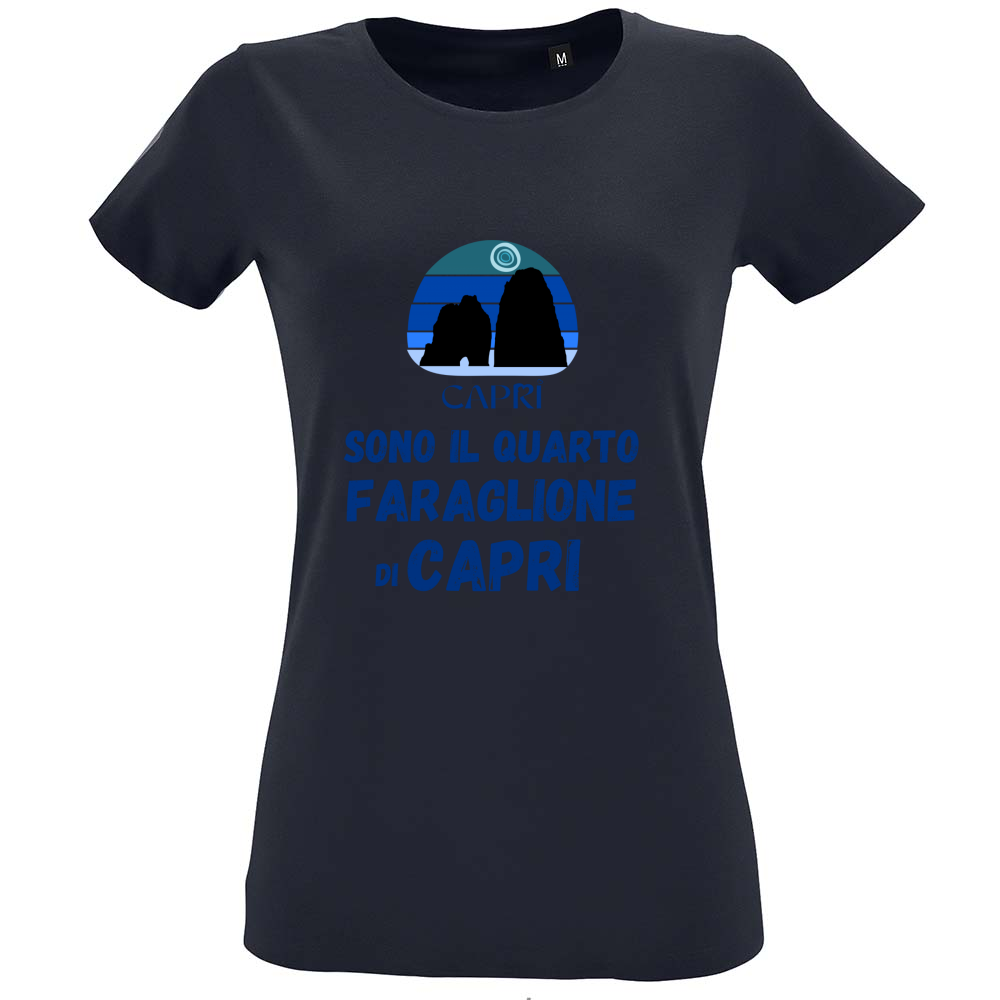 T-Shirt Women Fit SONO IL QUARTO FARAGLIONE DI CAPRI SCRITTA BLUE
