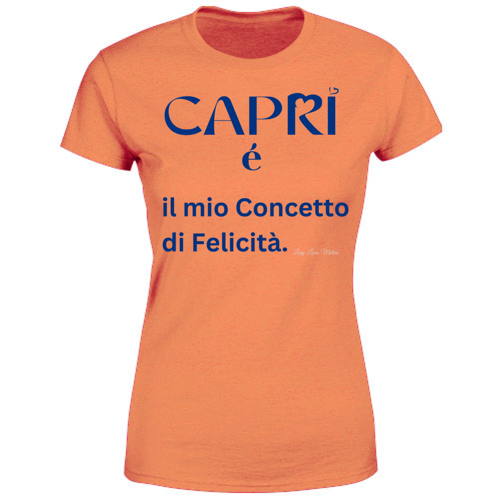 T-Shirt Donna Capri é il mio concetto di Felicità scritta Blue